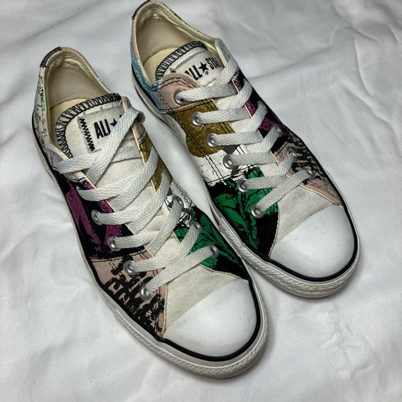 Converse ALL star unicorn colorful metallic low top sneakers. Sz M6 W8 like new - Picture 11 of 15